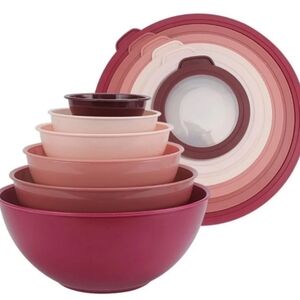 CWC NWT 12pc Mixing Bowl Set with Clear Lids Non-Slip Silicone Base